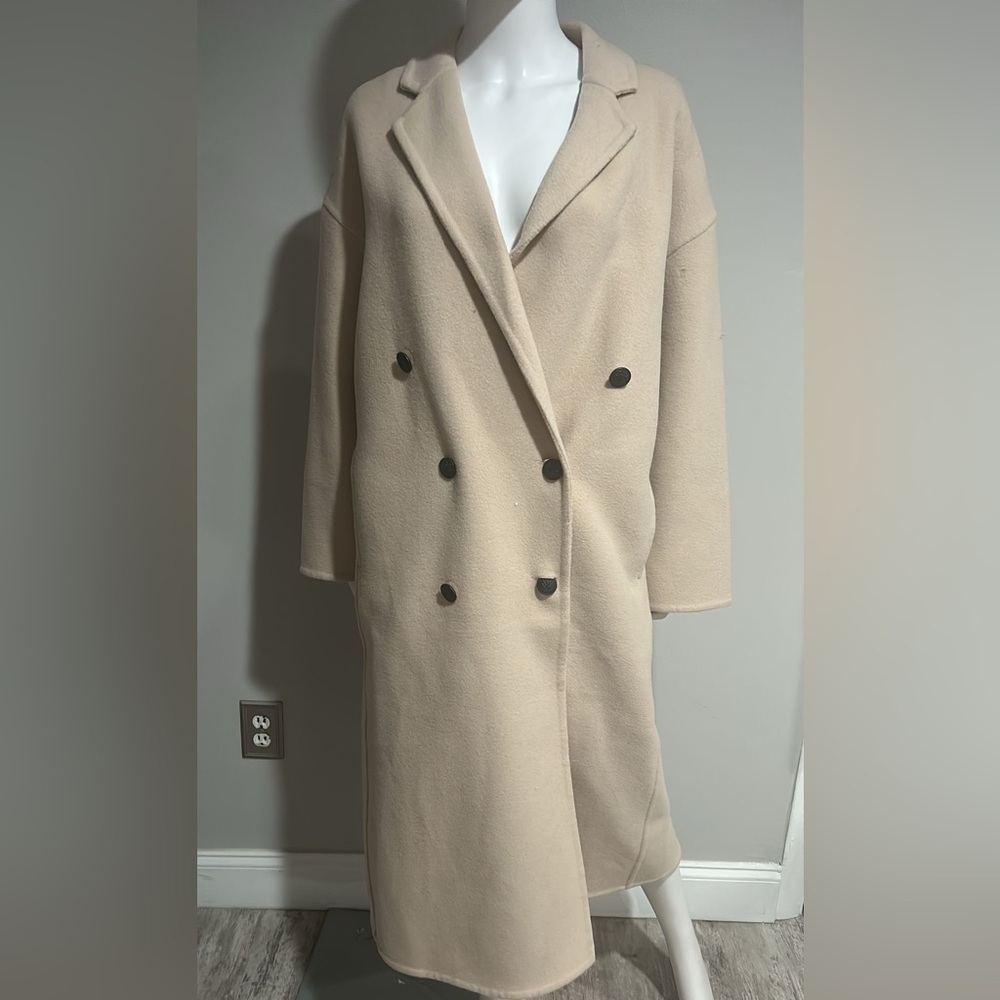 Rag & bone Thea Beige Wool Double-Breasted Coat Size Large - Picture 7 of 13